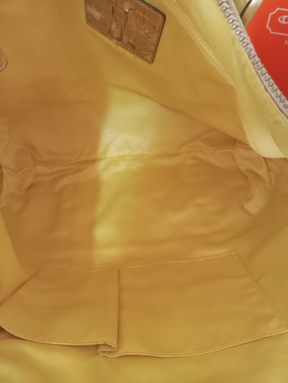Coach Yellow/Gold Leather-Trim Tote Interior - Picture 14 of 15